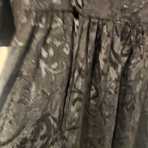 Lanz Salzburg Vintage Black Floral Jacquard Drop Waist Maxi Dress Size 12 80s - Picture 7 of 13